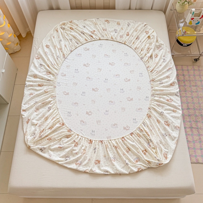 91家纺网 家纺一手货源 找家纺 丽美人家纺 2025新款A类软糯皱皱纱床笠单品床笠床笠单件 QB贝拉