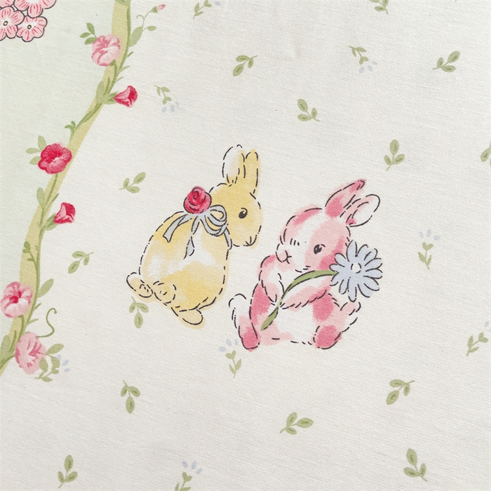 91家纺网 家纺一手货源 找家纺 名兮家居 2025新款全棉纯棉13372学生印花上下铺床笠单床笠单品床笠单件床笠 甜蜜兔兔