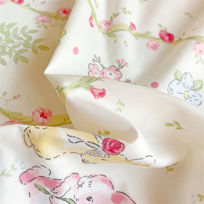 91家纺网 家纺一手货源 找家纺 名兮家居 2025新款全棉纯棉13372学生印花上下铺床笠单床笠单品床笠单件床笠 甜蜜兔兔