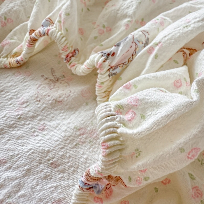 91家纺网 家纺一手货源 找家纺 丽美人家纺 2025新款A类软糯皱皱纱床笠单品床笠床笠单件 QB贝拉