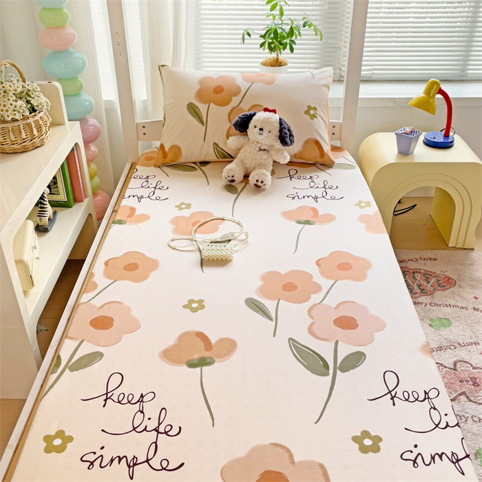 91家纺网 家纺一手货源 找家纺 名兮家居 2025新款全棉纯棉13372学生印花上下铺床笠单床笠单品床笠单件床笠 幸运花