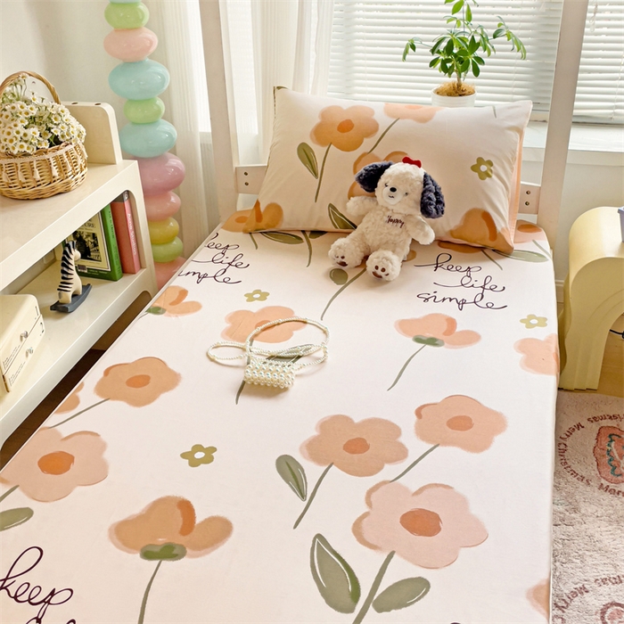 91家纺网 家纺一手货源 找家纺 名兮家居 2025新款全棉纯棉13372学生印花上下铺床笠单床笠单品床笠单件床笠 幸运花