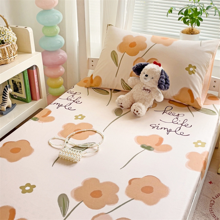 91家纺网 家纺一手货源 找家纺 名兮家居 2025新款全棉纯棉13372学生印花上下铺床笠单床笠单品床笠单件床笠 幸运花