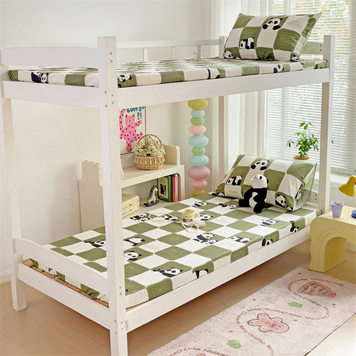 91家纺网 家纺一手货源 找家纺 名兮家居 2025新款全棉纯棉13372学生印花上下铺床笠单床笠单品床笠单件床笠 熊猫胖达