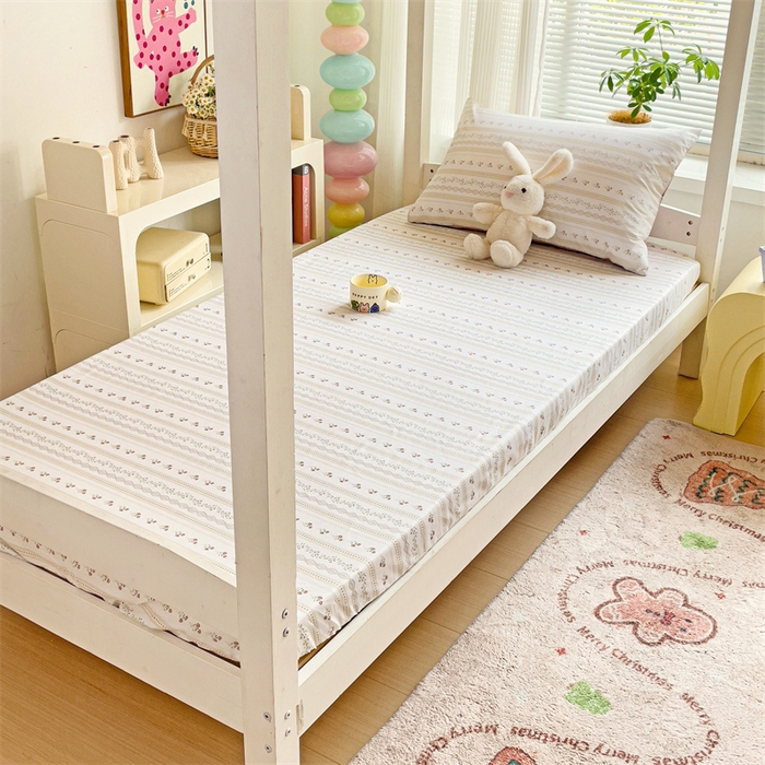 91家纺网 家纺一手货源 找家纺 名兮家居 2025新款全棉纯棉13372学生印花上下铺床笠单床笠单品床笠单件床笠 樱桃花