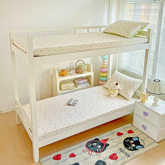 91家纺网 家纺一手货源 找家纺 名兮家居 2025新款全棉纯棉13372学生印花上下铺床笠单床笠单品床笠单件床笠 栀子花