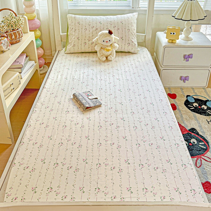 91家纺网 家纺一手货源 找家纺 名兮家居 2025新款全棉纯棉13372学生印花上下铺床笠单床笠单品床笠单件床笠 栀子花