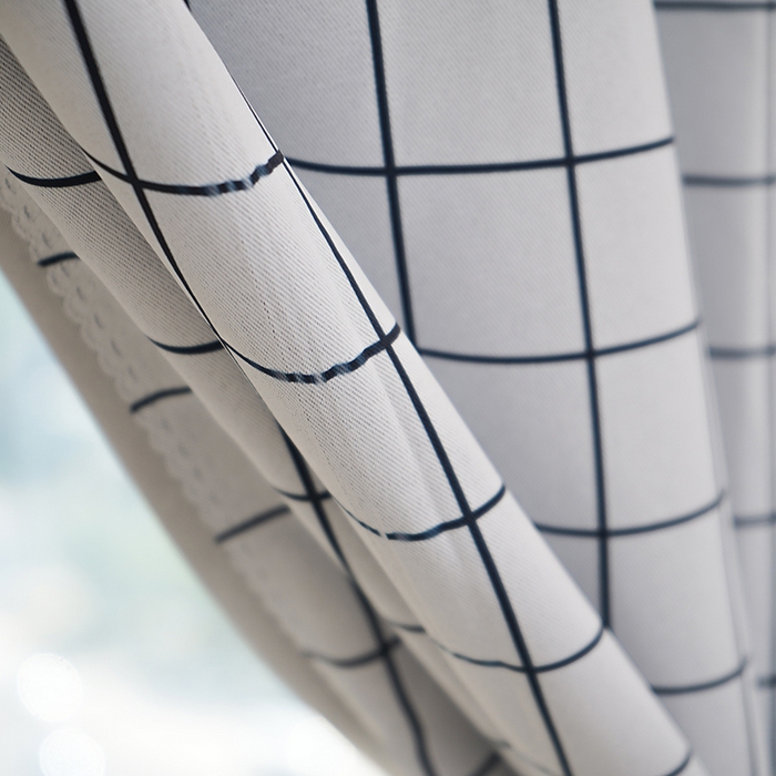 91家纺网 家纺一手货源 找家纺 棉姐床帘蚊帐窗帘 强遮光三层梭织免安装魔术贴窗帘门帘三件套 白格