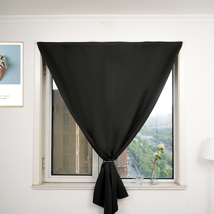 91家纺网 家纺一手货源 找家纺 棉姐床帘蚊帐窗帘 强遮光三层梭织免安装魔术贴窗帘门帘三件套 纯黑