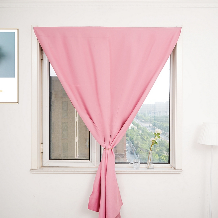 91家纺网 家纺一手货源 找家纺 棉姐床帘蚊帐窗帘 强遮光三层梭织免安装魔术贴窗帘门帘三件套 粉色