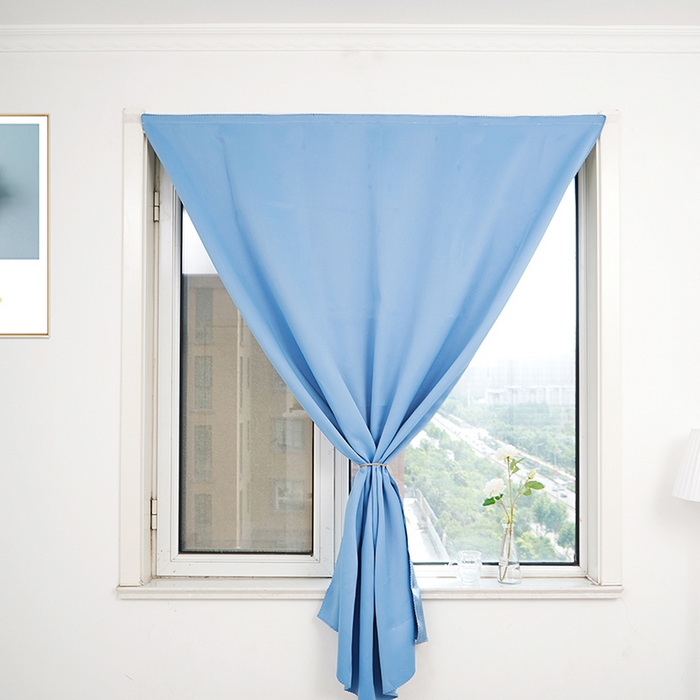 91家纺网 家纺一手货源 找家纺 棉姐床帘蚊帐窗帘 强遮光三层梭织免安装魔术贴窗帘门帘三件套 蓝色