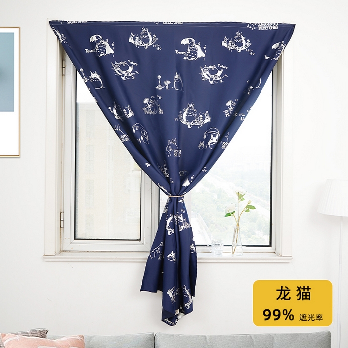 棉姐床帘蚊帐窗帘 强遮光三层梭织免安装魔术贴窗帘门帘三件套 龙猫