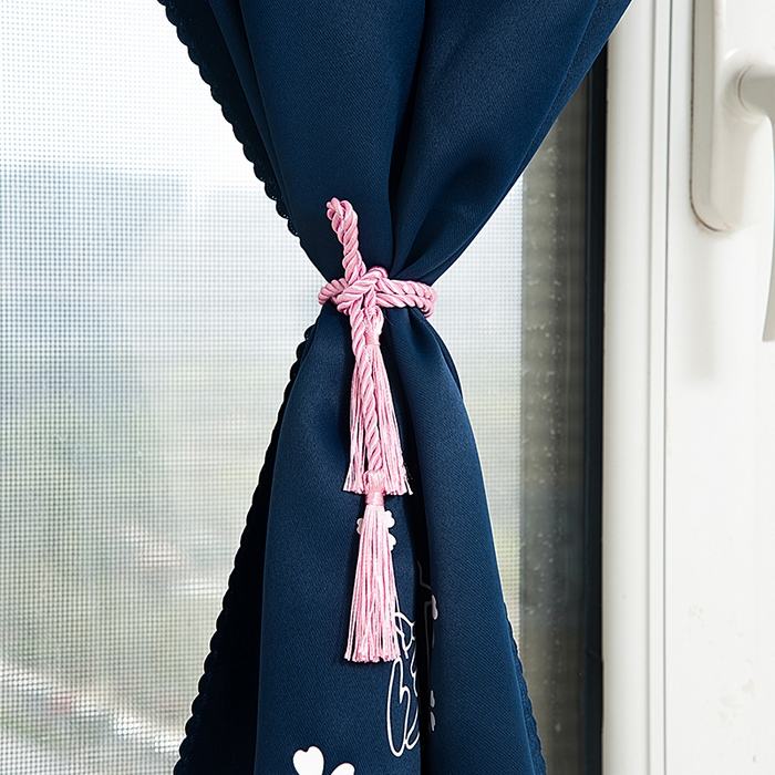 91家纺网 家纺一手货源 找家纺 棉姐床帘蚊帐窗帘 强遮光三层梭织免安装魔术贴窗帘门帘三件套 藏青-招财猫