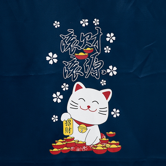 91家纺网 家纺一手货源 找家纺 棉姐床帘蚊帐窗帘 强遮光三层梭织免安装魔术贴窗帘门帘三件套 藏青-招财猫