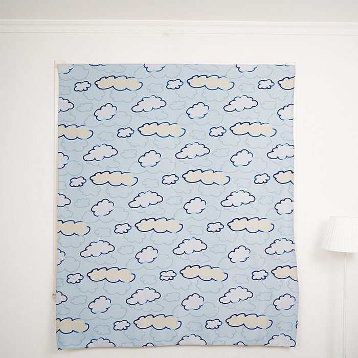 91家纺网 家纺一手货源 找家纺 棉姐床帘蚊帐窗帘 强遮光三层梭织免安装魔术贴窗帘门帘三件套 祥云