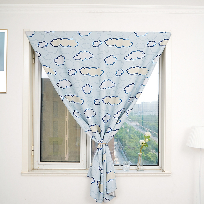 91家纺网 家纺一手货源 找家纺 棉姐床帘蚊帐窗帘 强遮光三层梭织免安装魔术贴窗帘门帘三件套 祥云