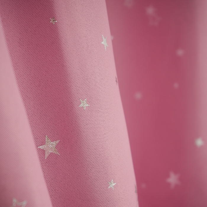 91家纺网 家纺一手货源 找家纺 棉姐床帘蚊帐窗帘 强遮光三层梭织免安装魔术贴窗帘门帘三件套 星愿粉