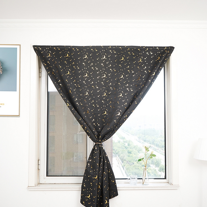 91家纺网 家纺一手货源 找家纺 棉姐床帘蚊帐窗帘 强遮光三层梭织免安装魔术贴窗帘门帘三件套 星月