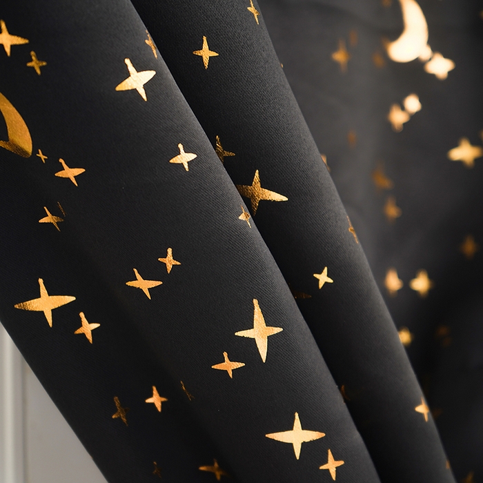 91家纺网 家纺一手货源 找家纺 棉姐床帘蚊帐窗帘 强遮光三层梭织免安装魔术贴窗帘门帘三件套 星月