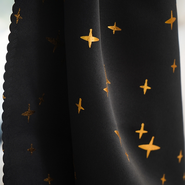 91家纺网 家纺一手货源 找家纺 棉姐床帘蚊帐窗帘 强遮光三层梭织免安装魔术贴窗帘门帘三件套 星月