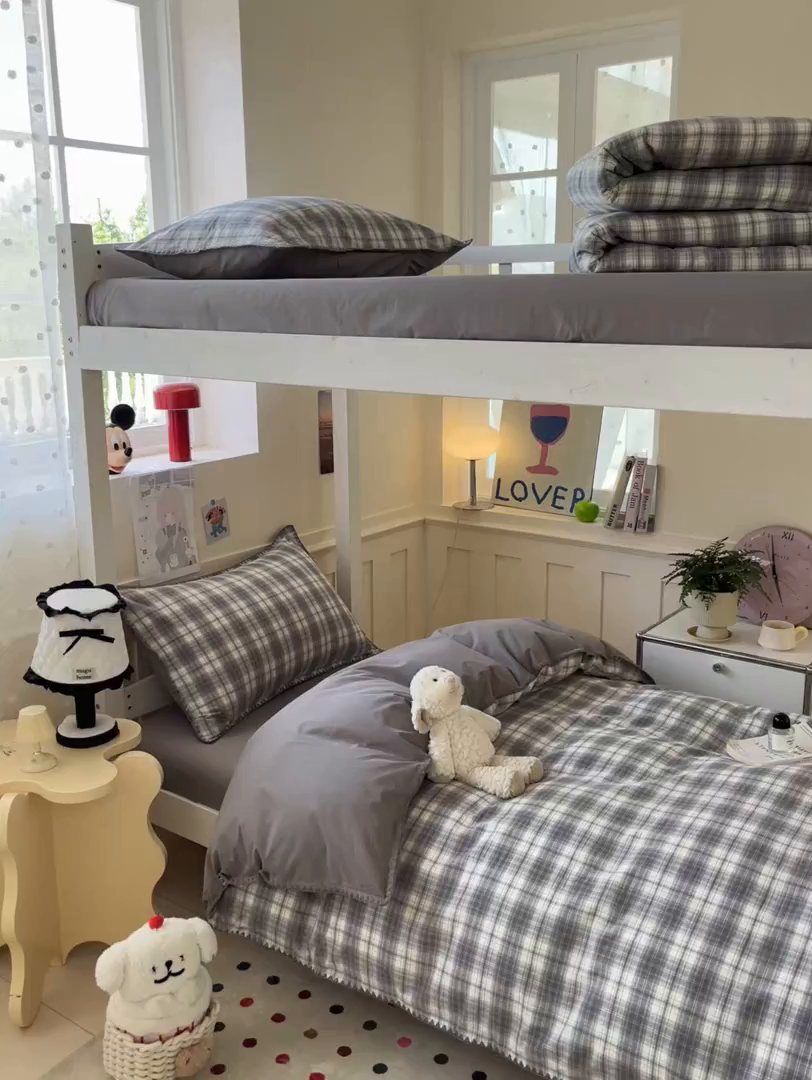 91家纺网 家纺一手货源 找家纺 （总）蓝邻家纺 2025新款全棉水洗棉贝壳边三件套四件套-学生床