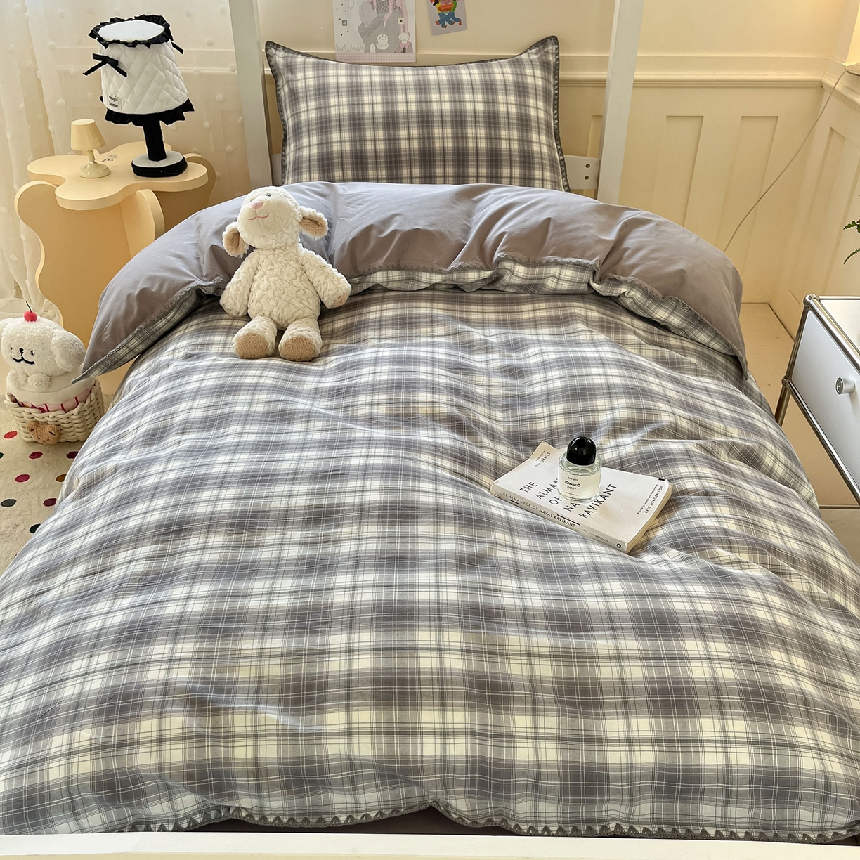 91家纺网 家纺一手货源 找家纺 （总）蓝邻家纺 2025新款全棉水洗棉贝壳边三件套四件套-学生床