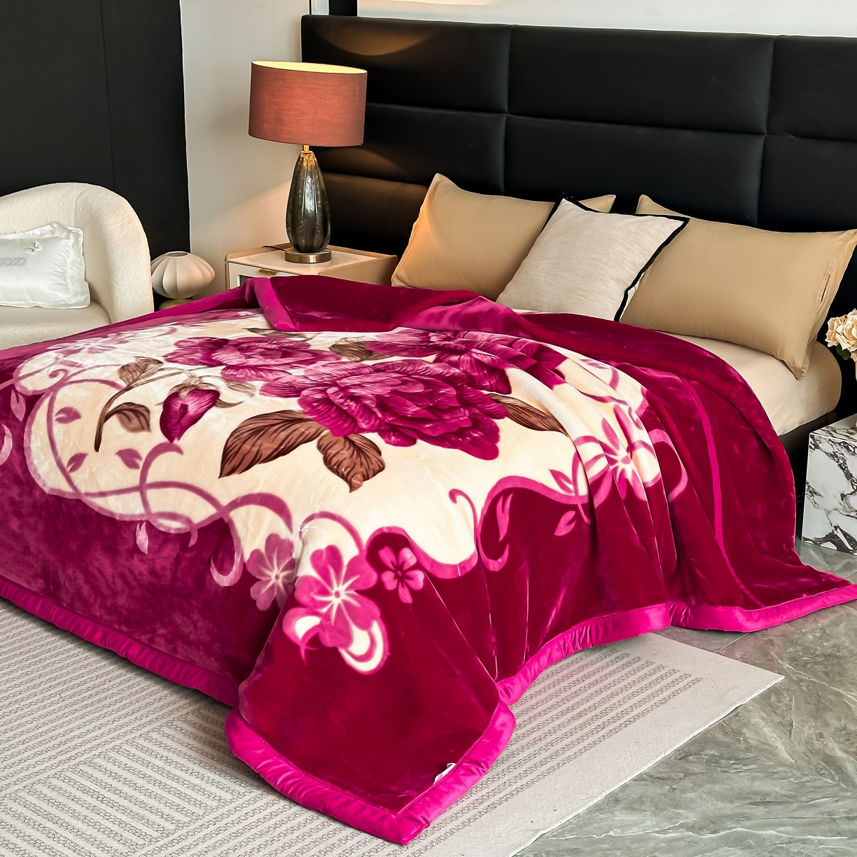 91家纺网 家纺一手货源 找家纺 （总）法莱妮毛毯 2025新款双层加厚拉舍尔毛毯 婚庆 单双人 厂家直销可定制