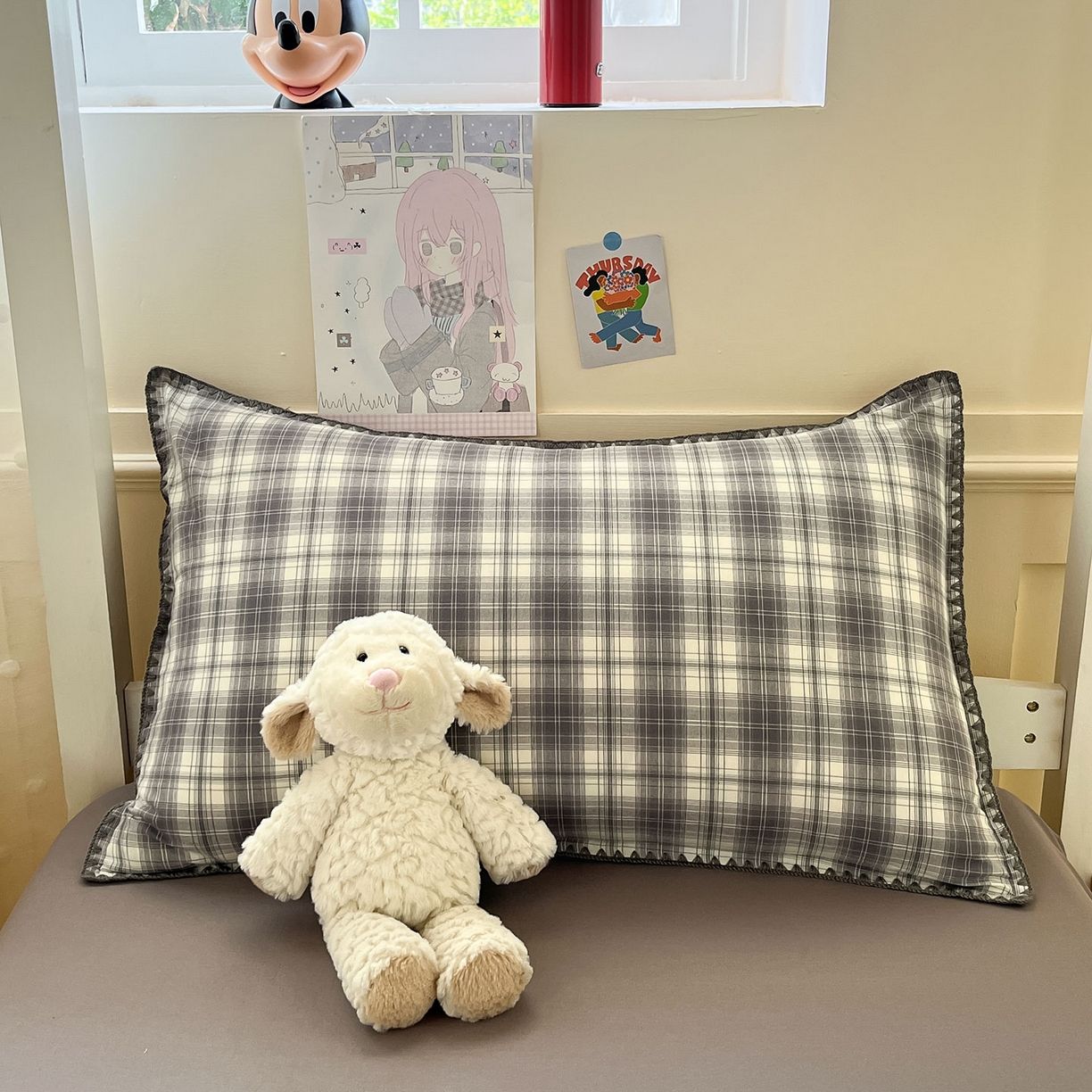 91家纺网 家纺一手货源 找家纺 （总）蓝邻家纺 2025新款全棉水洗棉贝壳边三件套四件套-学生床