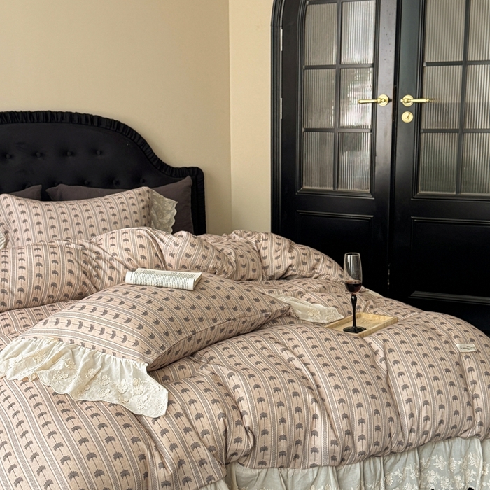 91家纺网 家纺一手货源 找家纺 （总）安莱生活2025新款新品法式工艺款皱皱纱四件套（券后均不低于：370/390 严肃控价！）