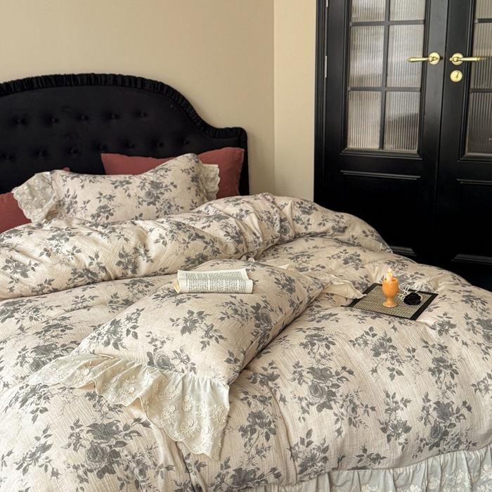 91家纺网 家纺一手货源 找家纺 （总）安莱生活2025新款新品法式工艺款皱皱纱四件套（券后均不低于：370/390 严肃控价！）