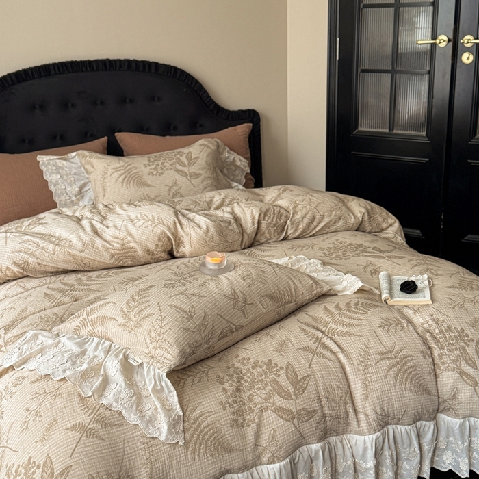 91家纺网 家纺一手货源 找家纺 （总）安莱生活2025新款新品法式工艺款皱皱纱四件套（券后均不低于：370/390 严肃控价！）