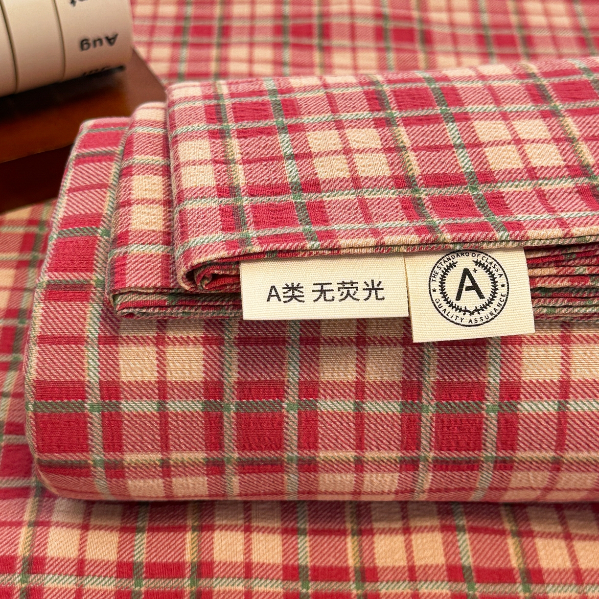 91家纺网 家纺一手货源 找家纺 （总）韩巢家纺 2025新款双层纱格子复古风床单人学生宿舍单床单 床单单件