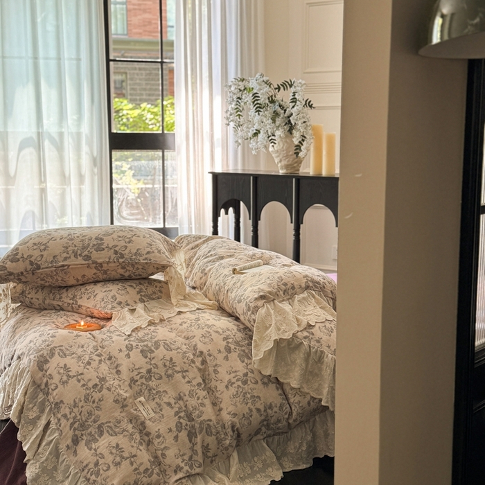 91家纺网 家纺一手货源 找家纺 （总）安莱生活2025新款新品法式工艺款皱皱纱四件套（券后均不低于：370/390 严肃控价！）