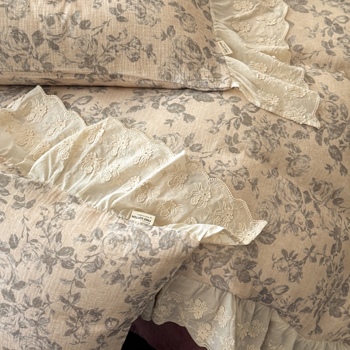 91家纺网 家纺一手货源 找家纺 （总）安莱生活2025新款新品法式工艺款皱皱纱四件套（券后均不低于：370/390 严肃控价！）