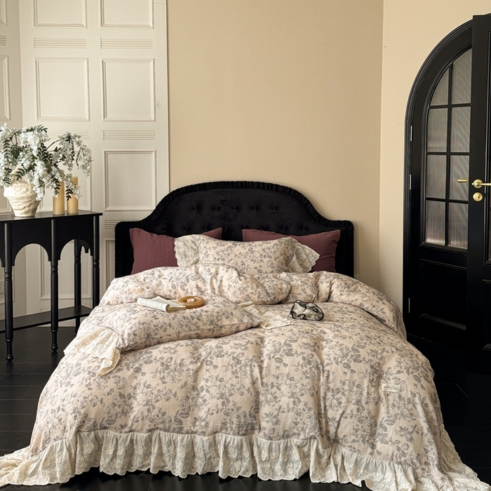 91家纺网 家纺一手货源 找家纺 （总）安莱生活2025新款新品法式工艺款皱皱纱四件套（券后均不低于：370/390 严肃控价！）