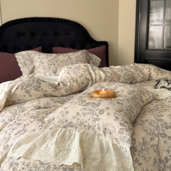 91家纺网 家纺一手货源 找家纺 （总）安莱生活2025新款新品法式工艺款皱皱纱四件套（券后均不低于：370/390 严肃控价！）