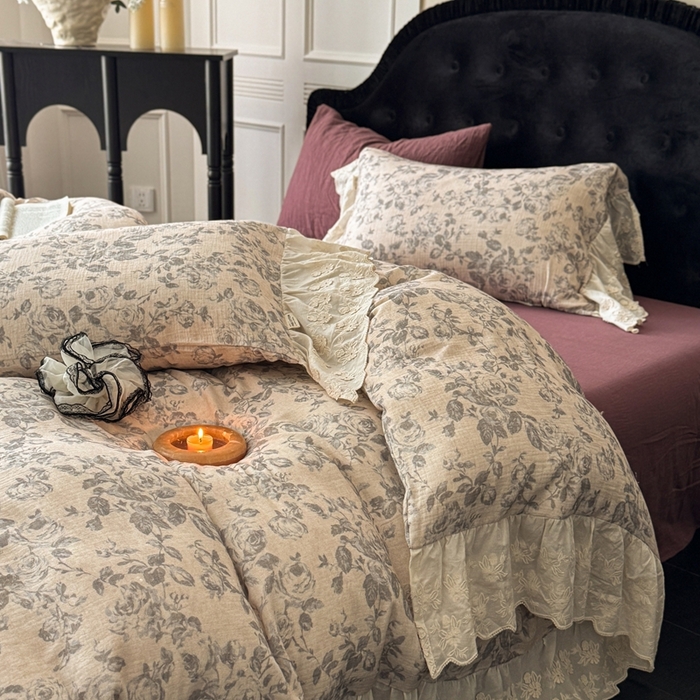 91家纺网 家纺一手货源 找家纺 （总）安莱生活2025新款新品法式工艺款皱皱纱四件套（券后均不低于：370/390 严肃控价！）