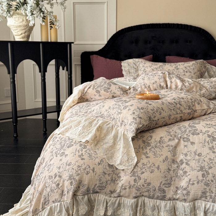 91家纺网 家纺一手货源 找家纺 （总）安莱生活2025新款新品法式工艺款皱皱纱四件套（券后均不低于：370/390 严肃控价！）