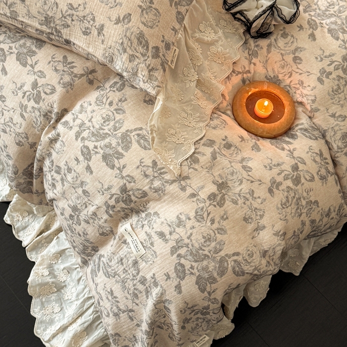 91家纺网 家纺一手货源 找家纺 （总）安莱生活2025新款新品法式工艺款皱皱纱四件套（券后均不低于：370/390 严肃控价！）