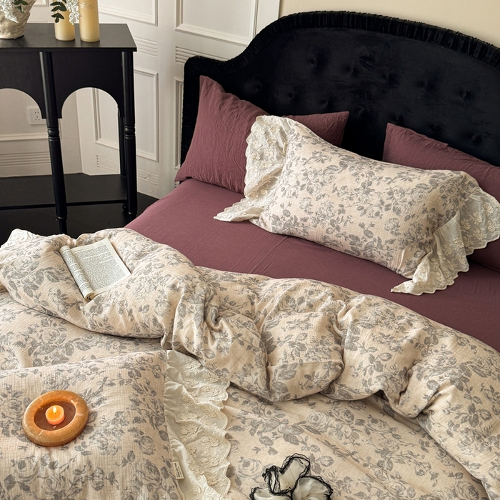 91家纺网 家纺一手货源 找家纺 （总）安莱生活2025新款新品法式工艺款皱皱纱四件套（券后均不低于：370/390 严肃控价！）