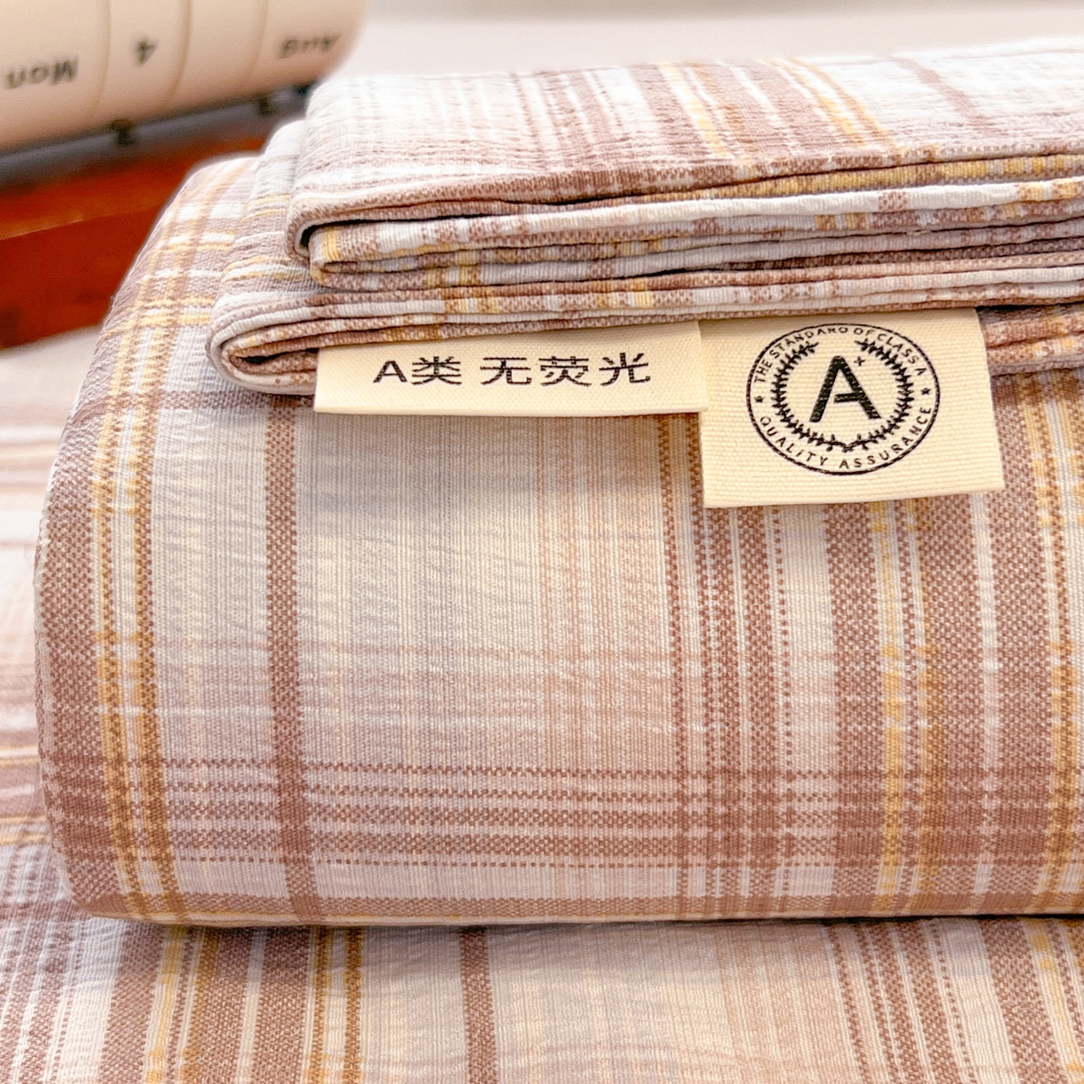 91家纺网 家纺一手货源 找家纺 韩巢家纺 2025新款双层纱格子复古风床单人学生宿舍单床单 床单单件 鹿灵