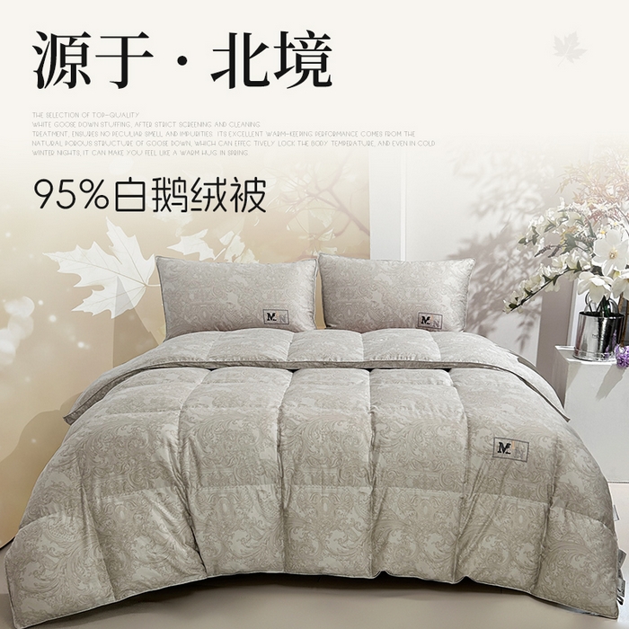 岚司羽 2025新款95白鹅绒被被子被芯-罗兰渡 罗兰渡-灰色