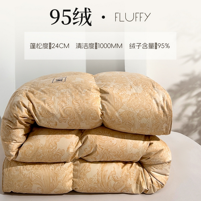 91家纺网 家纺一手货源 找家纺 岚司羽 2025新款95白鹅绒被被子被芯-罗兰渡 罗兰渡-金色