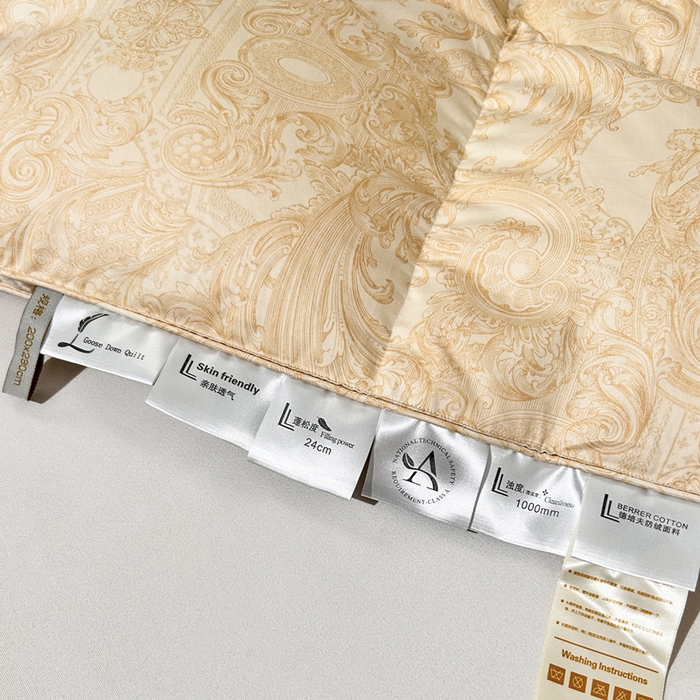 91家纺网 家纺一手货源 找家纺 岚司羽 2025新款95白鹅绒被被子被芯-罗兰渡 罗兰渡-金色