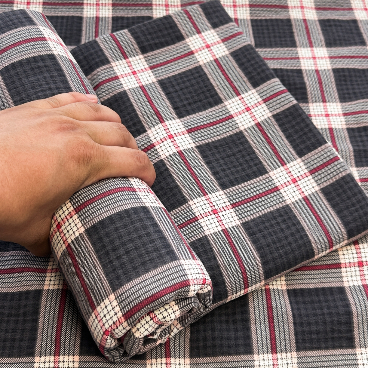 91家纺网 家纺一手货源 找家纺 韩巢家纺 2025新款双层纱格子复古风床单人学生宿舍单床单 床单单件 幻夜