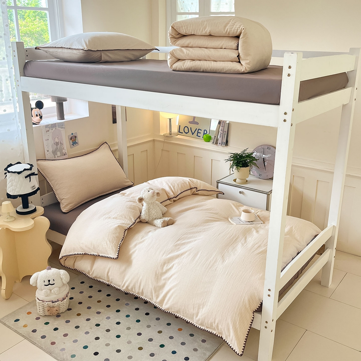 91家纺网 家纺一手货源 找家纺 蓝邻家纺 2025新款全棉水洗棉贝壳边三件套四件套-学生床 左伊黄