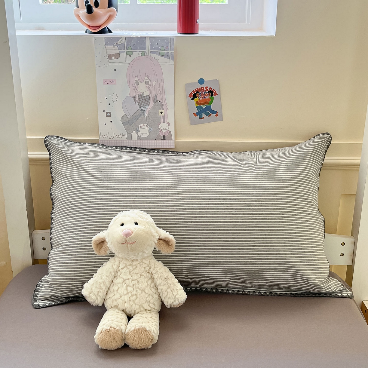 91家纺网 家纺一手货源 找家纺 蓝邻家纺 2025新款全棉水洗棉贝壳边三件套四件套-学生床 左伊灰