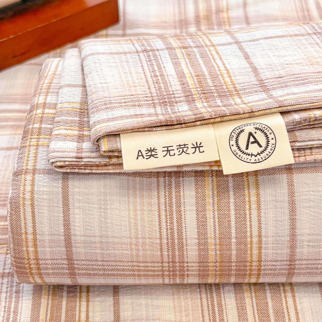 91家纺网 家纺一手货源 找家纺 韩巢家纺 2025新款双层纱格子复古风床单人学生宿舍单床单 床单单件 鹿灵