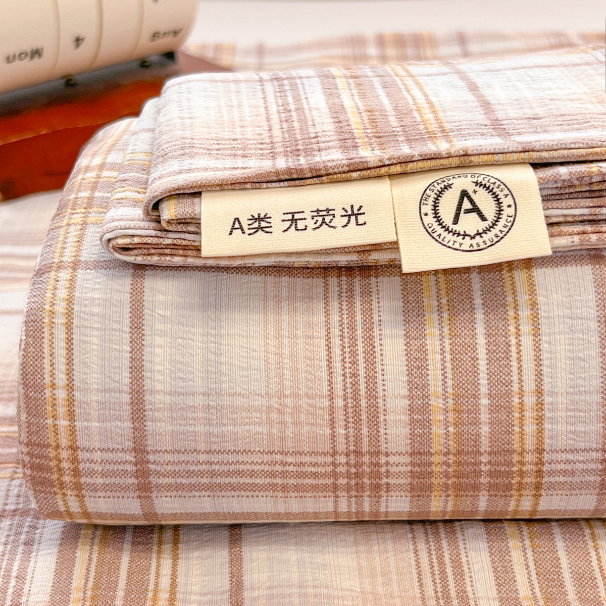 91家纺网 家纺一手货源 找家纺 韩巢家纺 2025新款双层纱格子复古风床单人学生宿舍单床单 床单单件 鹿灵