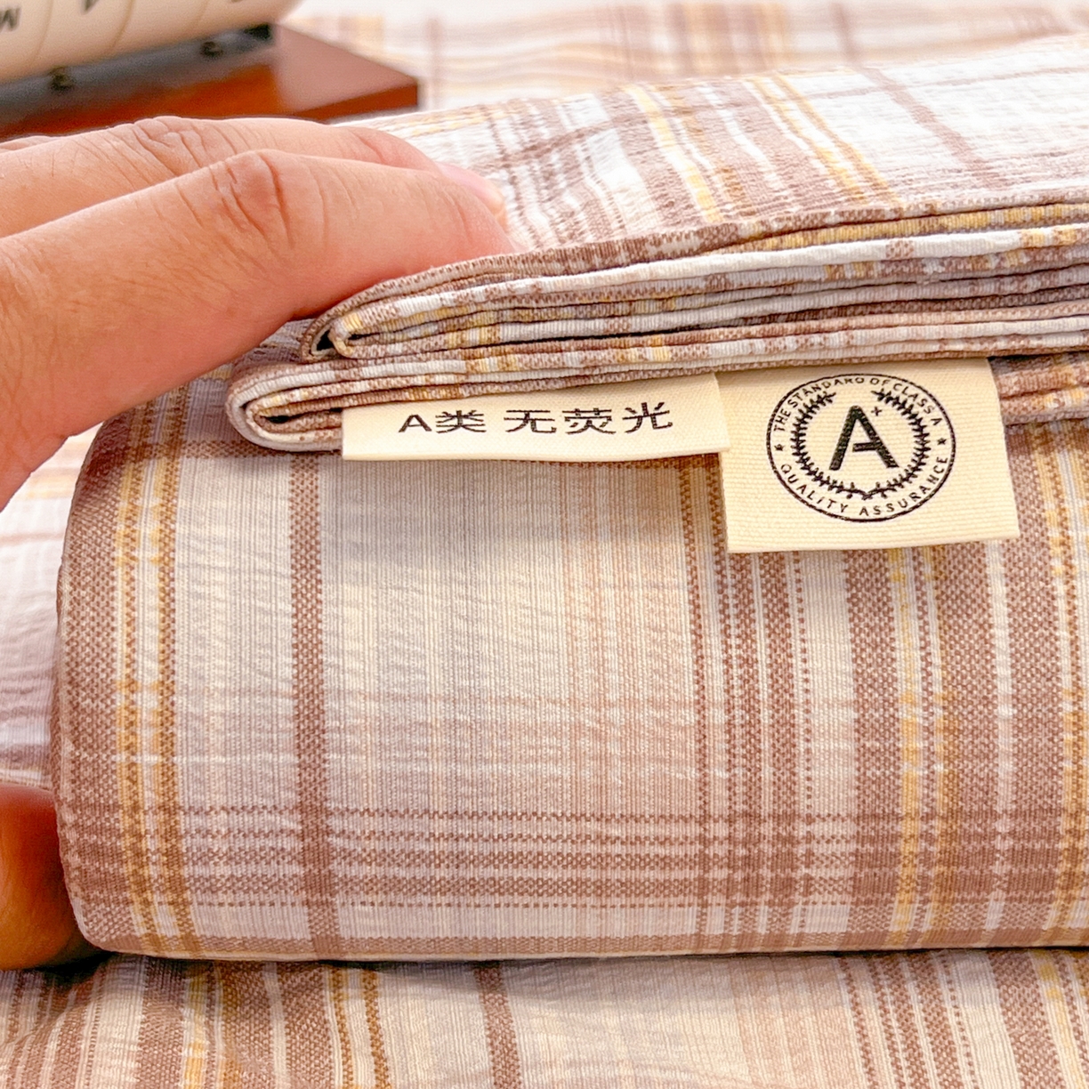 91家纺网 家纺一手货源 找家纺 韩巢家纺 2025新款双层纱格子复古风床单人学生宿舍单床单 床单单件 鹿灵